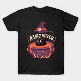 Basic witch halloween black cat pumpkin latte T-Shirt